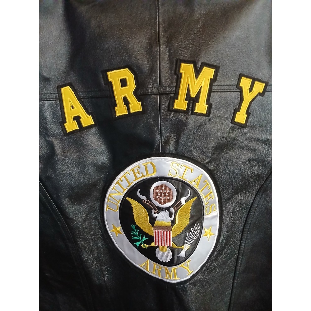 USA LEATHER United States Army Military Genuine Leather Vest Black Snap Men L - Picture 4 of 4